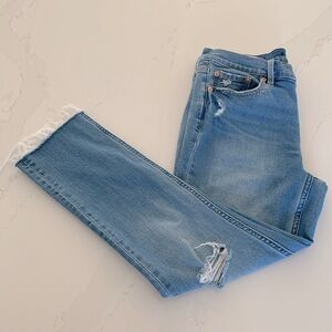 Gap Jeans Vintage Slim Mid rise Light Wash Indigo Distressed Size 30 10R